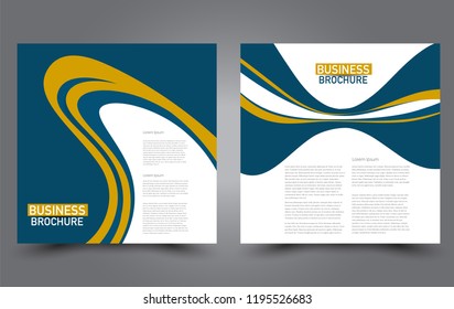 Flyer template. Square shape design for a business, education, advertisement brochure, poster or pamphlet. Vector illustration. Blue and orange color.
