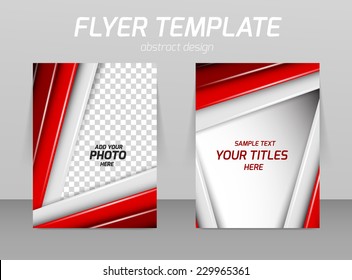 Flyer template with straight red and gray lines
