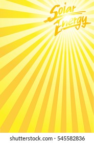 flyer template with sun rays, titled "Solar Energy" in hand written letters, for energy themes
