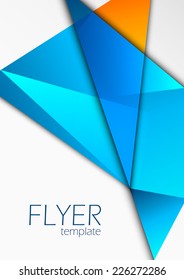 Flyer template with triangles in blue and orange color