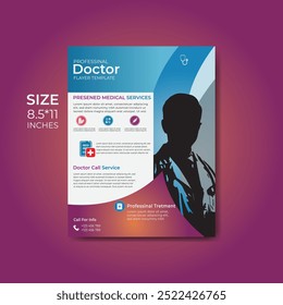 flyer template unicorn Design with Doctor and medical Icon 