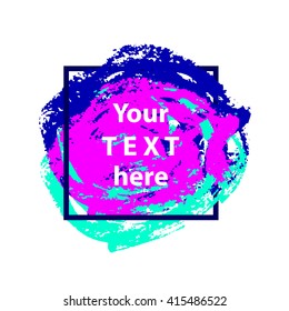 Flyer template. Urban style flyer with a space for text. Watercolor imitation background with a frame. Design for flyers, brochures, banner, poster, logo, logotype, cover, background etc. Vector EPS10