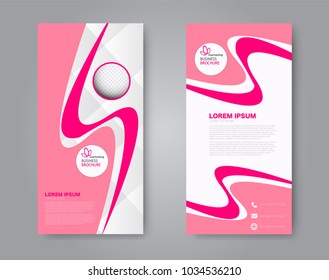 Flyer template. Vectical banner design. Modern abstract two side brochure background. Vector illustration. Pink color.