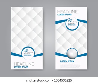Flyer template. Vectical banner design. Modern abstract two side brochure background. Vector illustration. Blue color.