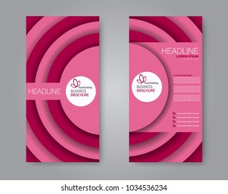 Flyer template. Vectical banner design. Modern abstract two side brochure background. Vector illustration. Pink and red color.
