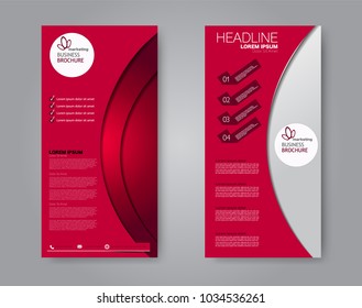 Flyer template. Vectical banner design. Modern abstract two side brochure background. Vector illustration. Red color.
