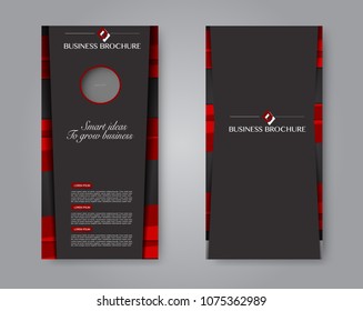 Flyer template. Vectical banner design. Modern abstract two side brochure background. Vector illustration. Black and red color.