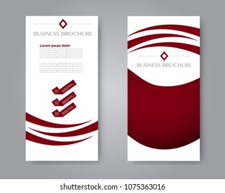 Flyer template. Vectical banner design. Modern abstract two side brochure background. Vector illustration. Red color.