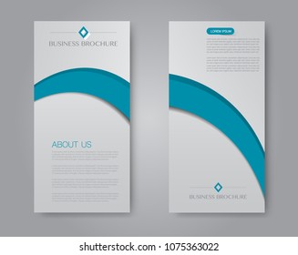 Flyer template. Vectical banner design. Modern abstract two side brochure background. Vector illustration. Blue color.