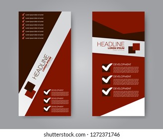 Flyer template. Vectical banner design. Modern abstract two side brochure background. Vector illustration. Red color.