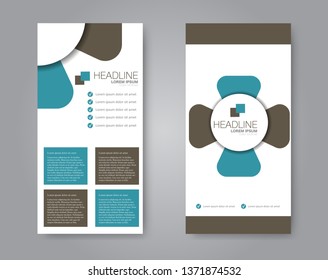 Flyer template. Vectical banner design. Modern abstract two side brochure background. Vector illustration. Blue and brown color.