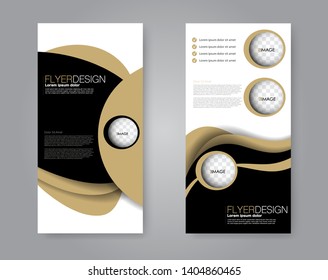 Flyer template. Vectical banner design. Modern abstract two side narrow brochure background. Vector illustration. Black and brown color.