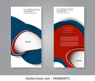 Flyer template. Vectical banner design. Modern abstract two side narrow brochure background. Vector illustration. Blue and red color.