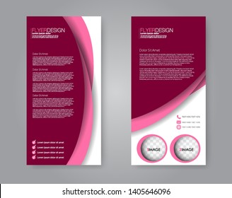 Flyer template. Vectical banner design. Modern abstract two side narrow brochure background. Vector illustration. Pink color.