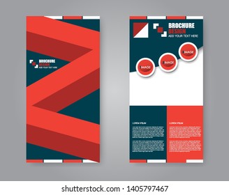Flyer template. Vectical banner design. Modern abstract two side narrow brochure background. Vector illustration. Blue and red color.