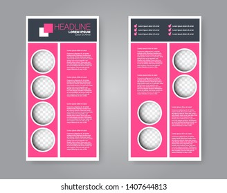 Flyer template. Vectical banner design. Modern abstract two side narrow brochure background. Vector illustration. Pink color.