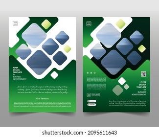 Vector de plantilla de volante. Color verde y blanco.