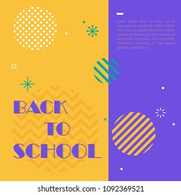 Flyer template vector illustration for Back to school sale.