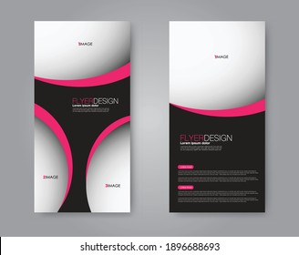 Flyer template. Vertical banner design. Modern abstract two side narrow brochure background. Vector illustration. Black and pink color.