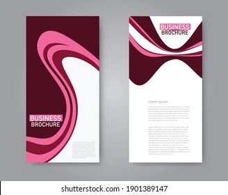 Flugschablone. Vertikales Bannerdesign. Moderner abstrakter, zweiseitiger, schmaler Broschürenhintergrund. Vektorgrafik. Rosa Farbe.