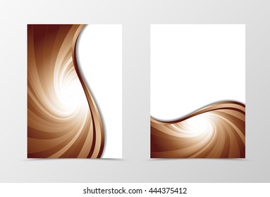 Flyer template vortex design. Abstract flyer template in coffee with milk colors. Swirl wave spectrum flyer design. Vector illustration