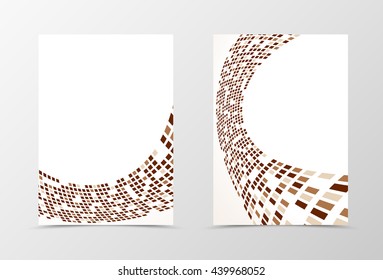 Flyer template wave design. Abstract flyer template with brown and gray rectangles. Geometric flyer design. Vector illustration