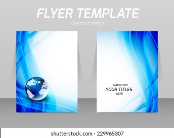 Flyer template with wavy design and globe