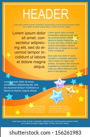 Flyer template yellow with blue wave
