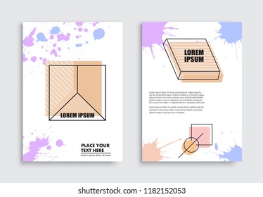 Flyer templates with abstract geometric shapes and splashes.Abstract creative backgrounds for placards, brochures, posters, covers and banners.