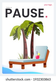 The flyer for a travel agency. The vacation concept. Vector cartoon illustration.