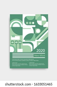 Flyer in trendy Neo Mint, green and white colors with the inscription Neo Mint 2020