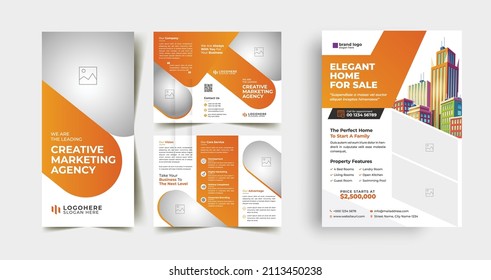 Flyer and trifold brochure template. Corporate professional layout