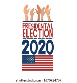  Logo azul portador rojo blanco. Día de las elecciones norteamericanas. Debate en Estados Unidos de la votación del presidente. Afiche de la votación de las elecciones.2020 Votación presidencial de los Estados Unidos de América