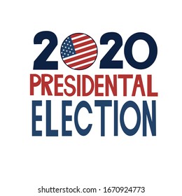  Flyer vector blue red white logo.American election day. Usa debate of president voting. Election voting poster.2020 United States of America presidential election vote