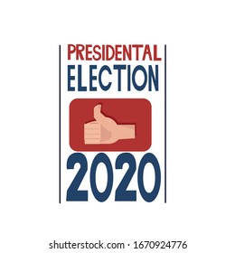  Logo azul portador rojo blanco. Día de las elecciones norteamericanas. Debate en Estados Unidos de la votación del presidente. Afiche de la votación de las elecciones.2020 Votación presidencial de los Estados Unidos de América