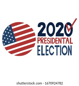  Flyer vector blue red white logo.American election day. Usa debate of president voting. Election voting poster.2020 United States of America presidential election vote