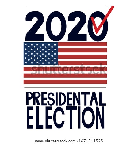  Flyer vector blue red white logo.American election day. Usa debate of president voting. Election voting poster.2020 United States of America presidential election vote