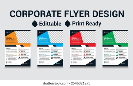 A Flyer vector corporate design with four color variation.