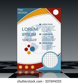Flyer vector template. Brochure, mockup, business report, magazine cover, flyer, placard, banner, poster design. Abstract geometric background. A4 size