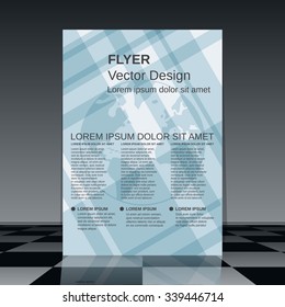 Flyer vector template. Brochure, mockup, business report, magazine cover, flyer, placard, banner, poster design. Abstract geometric background. A4 format