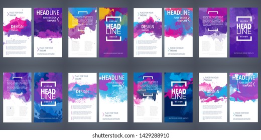 flyer watercolor brochure purple template creative big bundle set of shiny vector multicolor watercolor background beneficial for any project where a platter of colour makes the difference for card bo