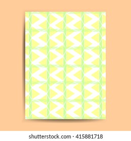 Flyer with yellow graphic ornament, brochure design, abstract decor template, vector illustration