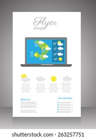 flyer.brochure template with weather forecast. vector