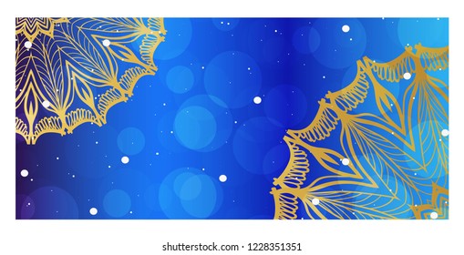 Flyers, Banner Template With Mandala Ornament. Vector Design. Ottoman, Arabic, Oriental, Turkish, Indian,Motif