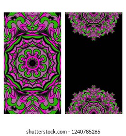 Flyers, Banner Template With Mandala Ornament. Vector Design. Ottoman, Arabic, Oriental, Turkish, Indian,Motif.