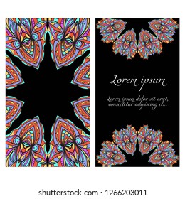 Flyers, Banner Template With Mandala Ornament. Vector Design. Ottoman, Arabic, Oriental, Turkish, Indian,Motif.