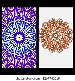 Flyers, Banner Template With Mandala Ornament. Vector Design. Ottoman, Arabic, Oriental, Turkish, Indian,Motif.