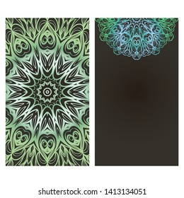 Flyers, Banner Template With Mandala Ornament. Vector Design. Ottoman, Arabic, Oriental, Turkish, Indian,Motif. 