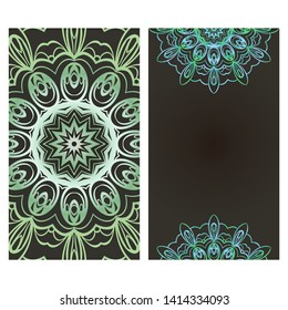 Flyers, Banner Template With Mandala Ornament. Vector Design. Ottoman, Arabic, Oriental, Turkish, Indian,Motif. 