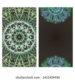 Flyers, Banner Template With Mandala Ornament. Vector Design. Ottoman, Arabic, Oriental, Turkish, Indian,Motif. 
